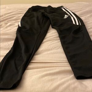 Adidas Kids Black Joggers with White Stripes